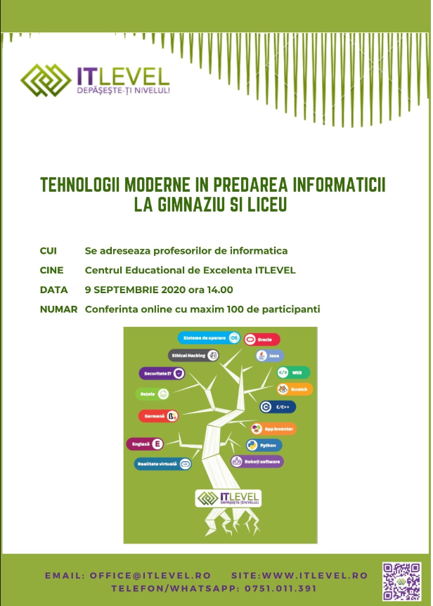 Conferinta online “Tehnologii moderne in predarea informaticii la gimnaziu si liceu”